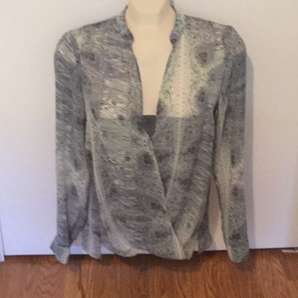 BCBG Multi colored design sheer wrap blouse - Picture 1 of 3